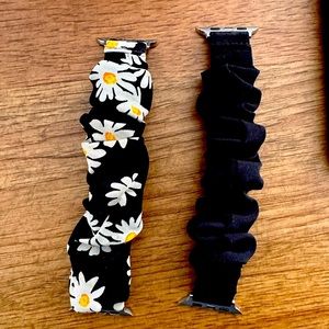 Smart watch scrunchy bands in black and black floral